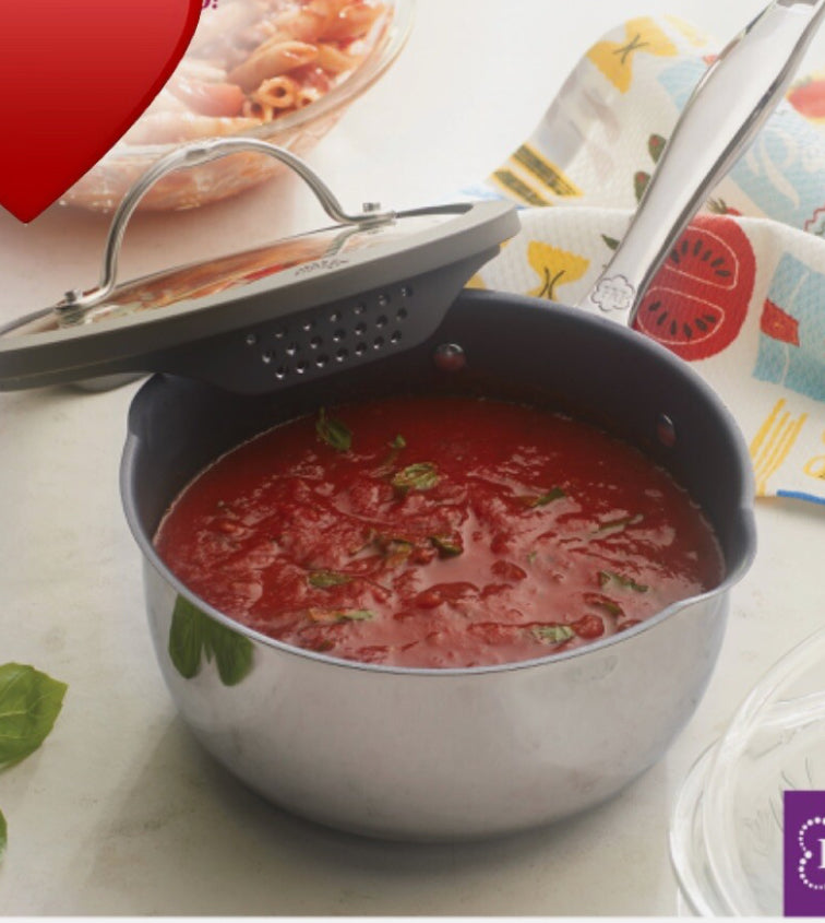 Nonstick 1.75 qt Straining Saucepan